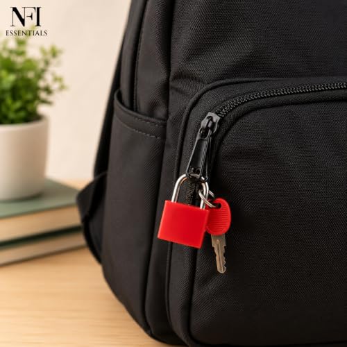 Image of NFI essentials Set of 12 Suitcase Locks, Multicolor Luggage Padlocks Set, Lock with Keys, Small Luggage Locks, Mini Locker, Zipper Lock, Tiny 23mm for School Gym Backpack