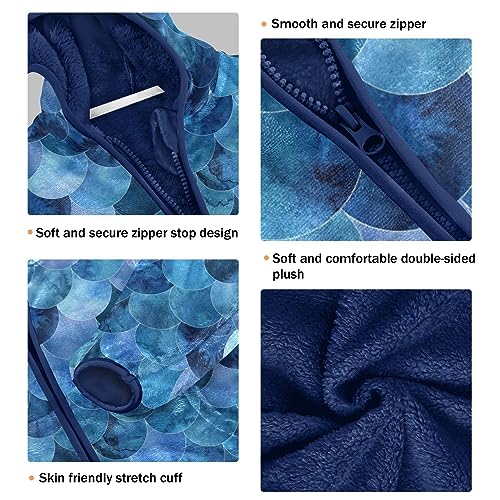 Navy Blue Mermaid Boys Fleece Hoody Jacket Zip Up Coat Warm Fall Winter Plush Jacket Long Sleeve Outerwear3