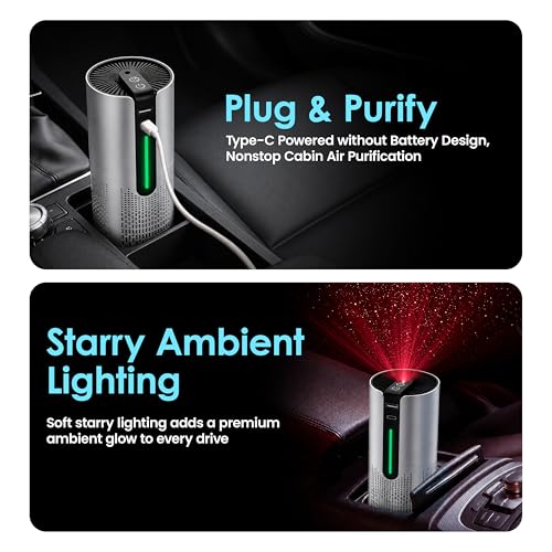 Image of NexLev Car Air Purifier | CAP-05 Air Purifier For Living Room with H13 HEPA Filter, Activated Carbon, Negative Ion Generator & 360 Air Intake, USB Type-C, Removes PM 2.5 & PM 10