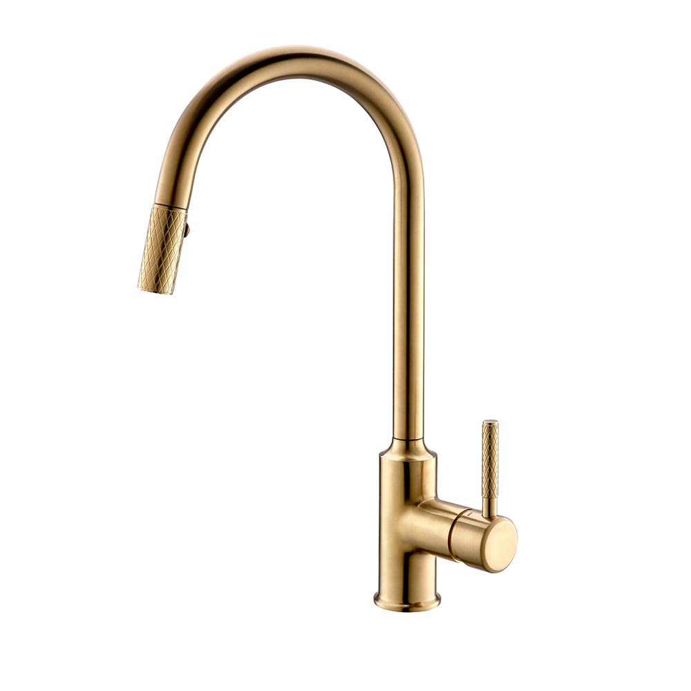Mitigeur de cuisine extractible luxe en or brossé et noir pour évier chic