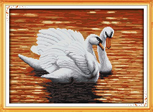 Kit Point de Croix cygne imprimé broderie débutant 11CT 40x50cm
