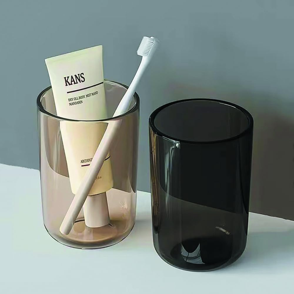 Square Resin Stone Effect Bath Tumbler Cup Toothbrush Holder Gray