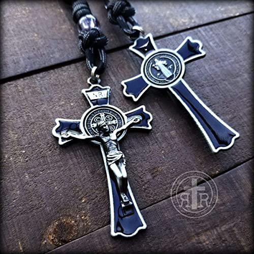 Rugged Rosaries® BLACK MONK ROSARY with Black Enamel Gunmetal Crucifix - Catholic Gifts3