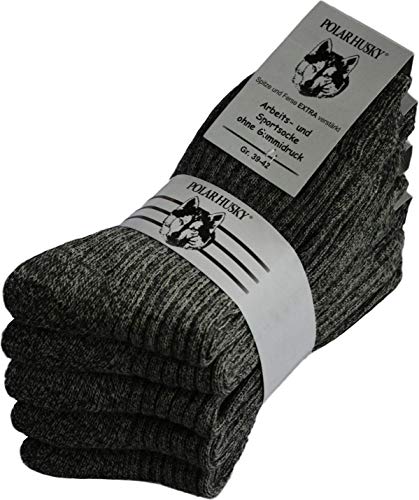 Polar Husky® 5 Paar Warme Norweger-Arbeitssocken, anthrazit, mit Frotteesohle, 80% Schafwolle, ohne Gummidruck Farbe Anthrazit Größe 43/46 Cover