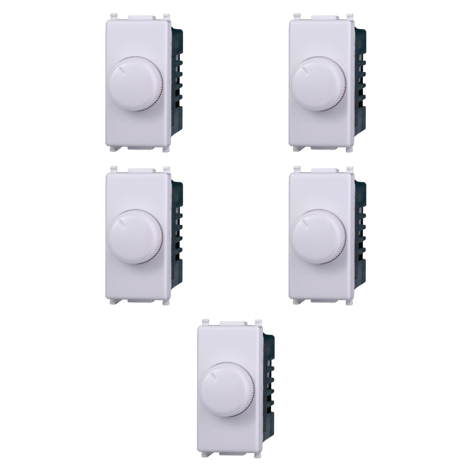 5 x ściemniacz, regulacja 100 W-1000 W, białe moduły, kompatybilny z Vimar Plana, owocami, przełącznikami, przyciskami, przełącznikami, ściemniaczami, czujnikami, PIR, brzęczykiem, do oryginalnych i