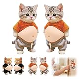 Ｈ・Ｋ お腹 シール お腹ぷにゅぷにゅシール 動物 3D柔らかいお腹 猫ステッカー 3Dソフト腹付 携帯電話飾り用 手帳用 日記帳用 手芸用品 ストレス解消おもちゃ（4枚セット) [並行輸入品]
