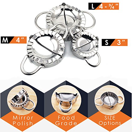Best Utensils Ravioli Mold Commercial Pierogi Maker Empanada Press Stainless Steel Dumpling Wrappers Press Pastry Dough Cutter Kitchen Aid Baking Tools (L-Dia. 4 3/4 Inch) #TOP6