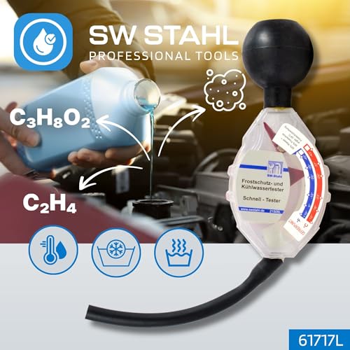 SW-Stahl 21505L Frostschutzprüfer KFZ I Frostschutztester I Kühlmittelprüfer I PKW-Kühlwasser Messung I Kühler Spindel Genauigkeit I Solar Flüssigkeitstest
