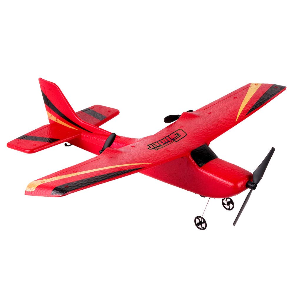 Two-Channel Medium-Sized Glider Aircraft Gyroscope RTF Remote Control Glider 350mm Wing Exhibition EPP Micro Indoor Aircraft Built-in Gyroscope Flight Automatic Stability System Red