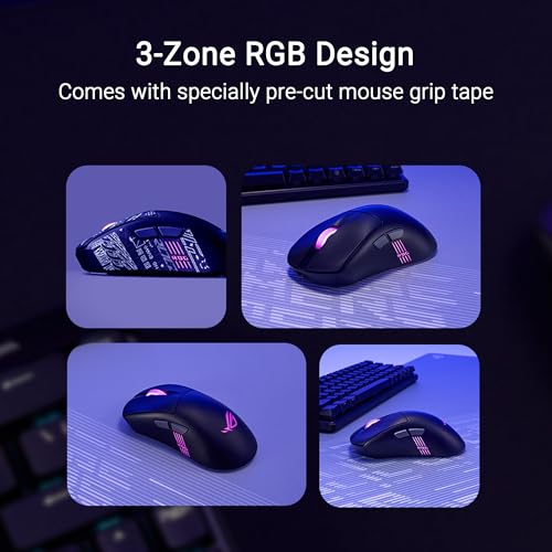Image of ASUS ROG Keris II Origin Wireless Gaming Mouse - Right-Handed Ergonomic, 65g, Tri-Mode Connectivity, 42K DPI, up to 127Hr Battery, Web-Based Configuration, PC /Mac Support - Black