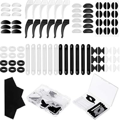 48 Pairs Eyeglasses Repair kit,Adhesive Eyeglass Nose Pads,Silicone Anti-Slip Glasses Nose Pads, Glasses Nose Grips?Glasses Hook Grip Holders?Silicone Anti-Slip Round Eyeglass Retainers, Soft Foam