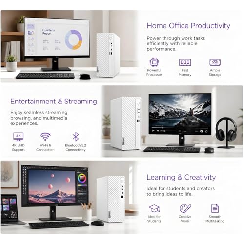 Image of Lenovo IdeaCentre Business Desktop, Intel i7-12700K(12 Core, 20 Threads), 16GB DDR5 RAM, 256GB PCIe SSD+1TB HDD, SD-Card Reader, Ultra-Quiet Design, Dual Monitor Support, USB-C, Ethernet, Windows 11