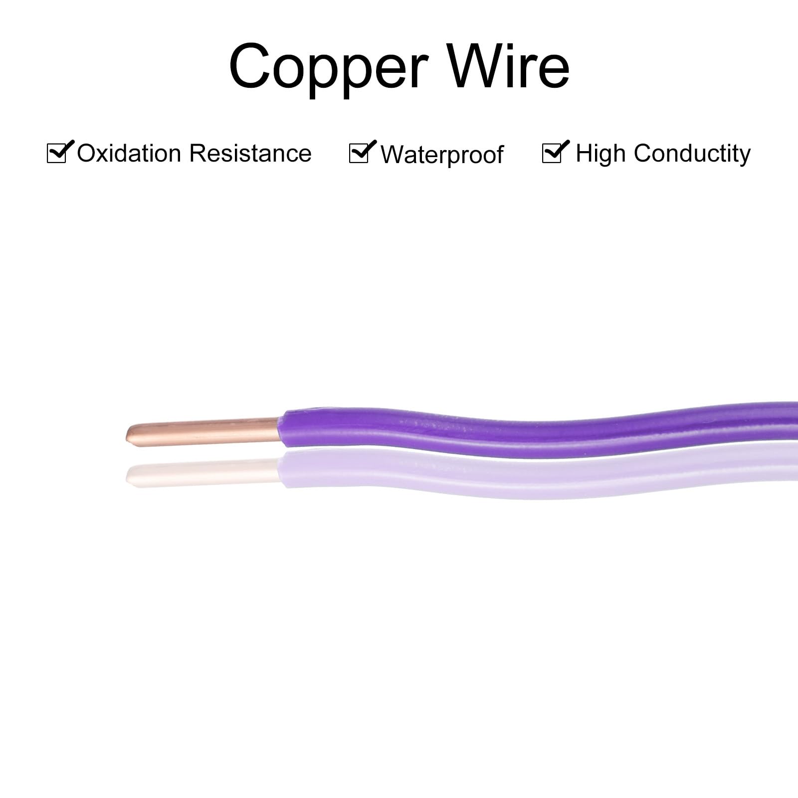 QUARKZMAN 150 Fuß Elektrischer Draht Isoliert Massivkupfer 12AWG Anschlusskabel THHN Draht Wohnbereich Industrie Erdung Elektrisch Bewertet Für 600 Volt UL Gelistet Lila