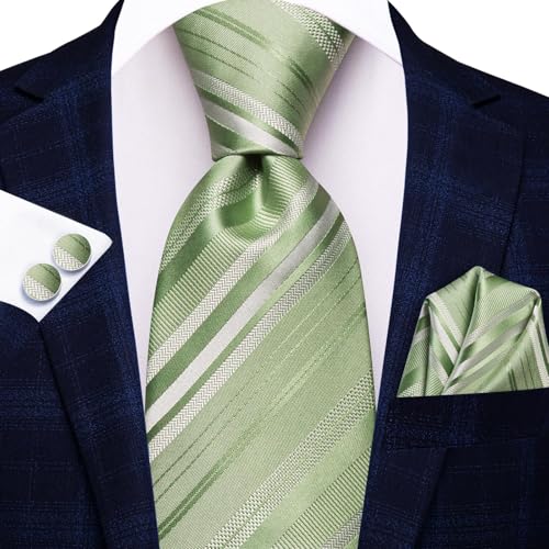 Image of Hi-Tie Men 63inches Tie Set Extra Long Necktie Paisley Tie Pocket Suqare Cufflinks Big and Tall Men Tie
