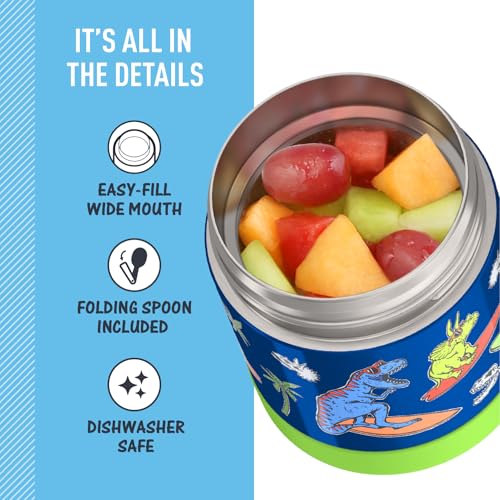 Image of THERMOS FUNTAINER Insulated Food Jar, 10 Ounce, Kid Friendly Food Jar with Foldable Spoon, Daring Dinos