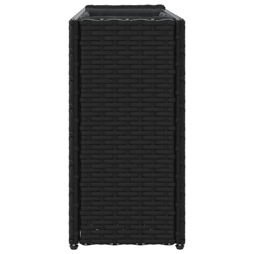 vidaXL Jardineras con 2 maceteros 2 uds ratán PE Negro 90x20x40 cm