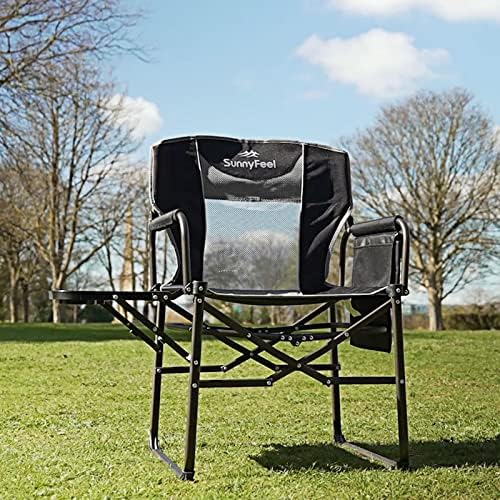 SUNNYFEEL Directors Chairs Folding Camping Chair for Adults with Table Side Pocket Heavy Duty up to 300 lbs Outdoor Lawn Garden Makeup