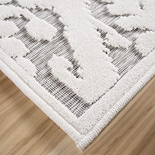 Orian Rugs Boucle Collection 398793 Indoor/Outdoor High-Low Salvador Area Rug, 5'2" X 7'6", Natural Ivory/Grey #TOP4
