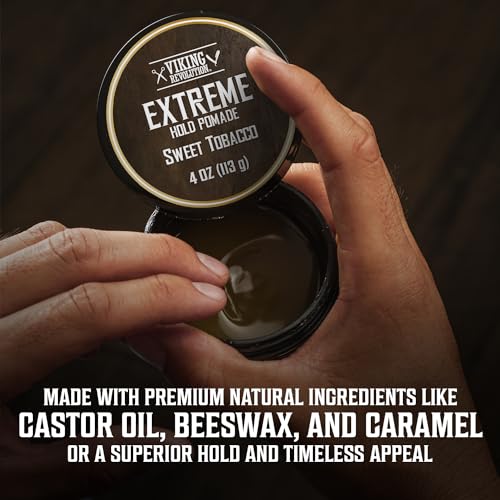 Viking Revolution Sweet Tobacco Hair Pomade for Men - Extreme Hold Water-Based Hair Gel - Extra Firm Strong Hold With High Shine - Men's Hair Cream (4oz) - Image 6