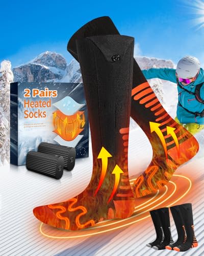 Eventek Calcetines Calefactables, 7.4V Recargables, 360° Calefacción, 3 Niveles Temperatura, Hombres Mujeres, Esquí Caza Camping