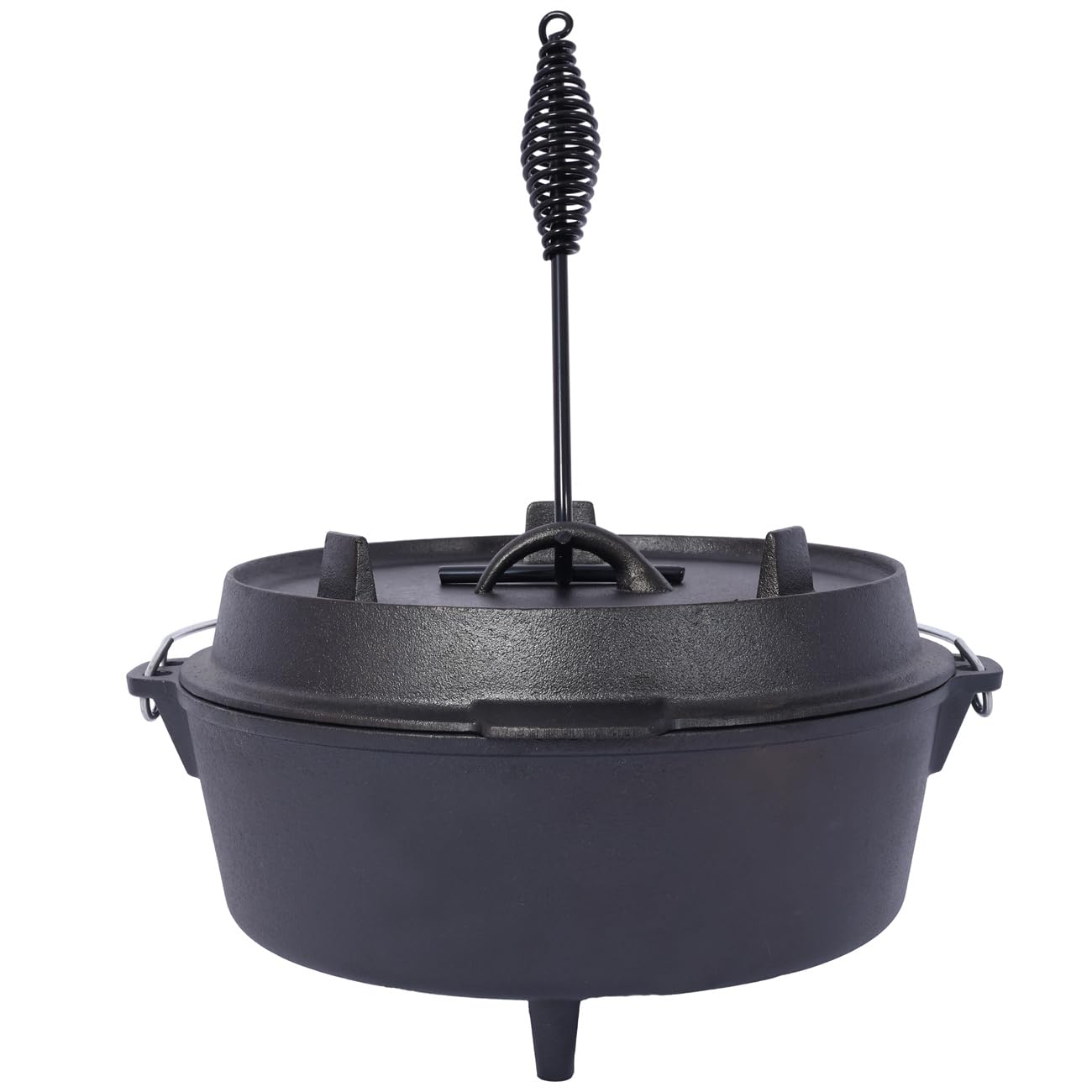 Buffalo BBQ Olla Holandesa Hierro Fundido 7.5L - Para Barbacoa, Camping Y Exteriores Con Accesorios