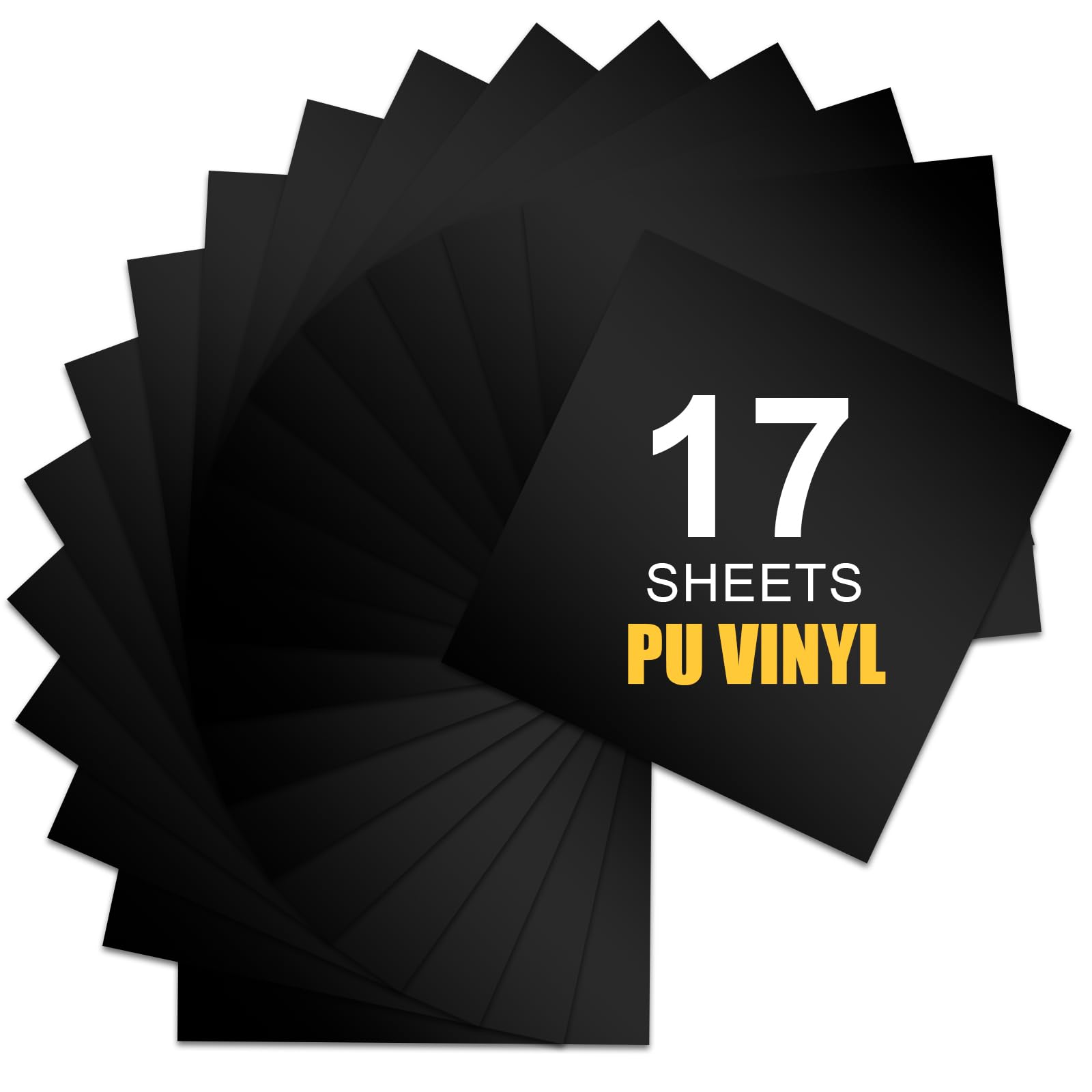 HTV Heat Transfer Vinyl, 17pcs 12" x 11.8" Black Vinyl Wrap，for All Cutting Machines Designed for DIY T-Shirt Heat Transfer Vinyl Iron on, Easy to Cut Weeding.