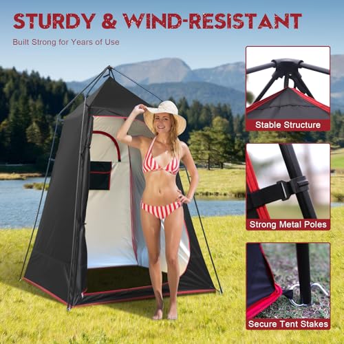 Camping Shower Tent, refugio portátil para ducha y privacidad al aire libre, 7.2 FT, fácil instalación, con piso y protección UPF 50+, ideal para senderismo, pesca y playa miniatura 5