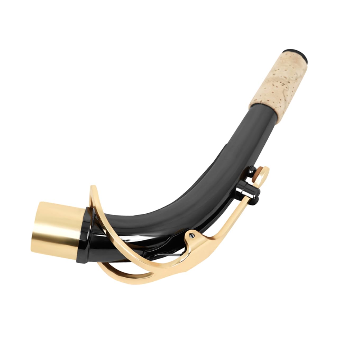 Collo per Sax Contralto in Ottone Placcato Nichel Nero, Ricambio | Parte Curva per Bocchino, Finitura Oro, Superficie Liscia senza Bave, per Studio Musicale