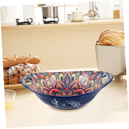 Saladier en céramique bleu 23 cm iplusmile à double anse