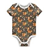 Ollabaky Unisex Baby Bodysuits Mushroom Squirrel Short Sleeve Cotton Baby Clothes for Girls 0-24 Months, 9M