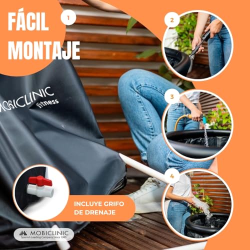 Miniatura 6 de Mobiclinic Fitness, Bañera De Hielo, 350l, Recuperación Muscular, Para Deportistas, 83x83x75cm, Artic, Portátil, Terapia Dual, Bolsa Transporte, Cojín Inflable Y Tapa, Borde