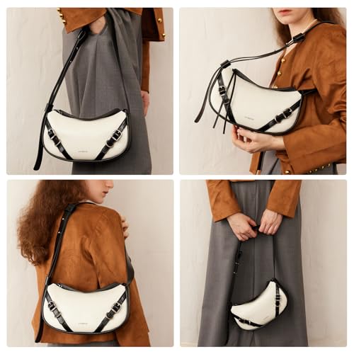 Image of LA FESTIN Leather Hobo Bag for Women Trendy Crescent Shoulder Purse Travel