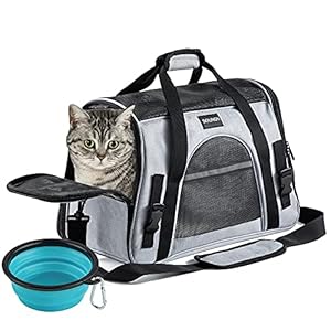 SOUNDY Pet Carrier for Cat and Dog, Portable Folding Pet Carrier Airline Approved, Suitable for Small Dogs, Puppies, and…