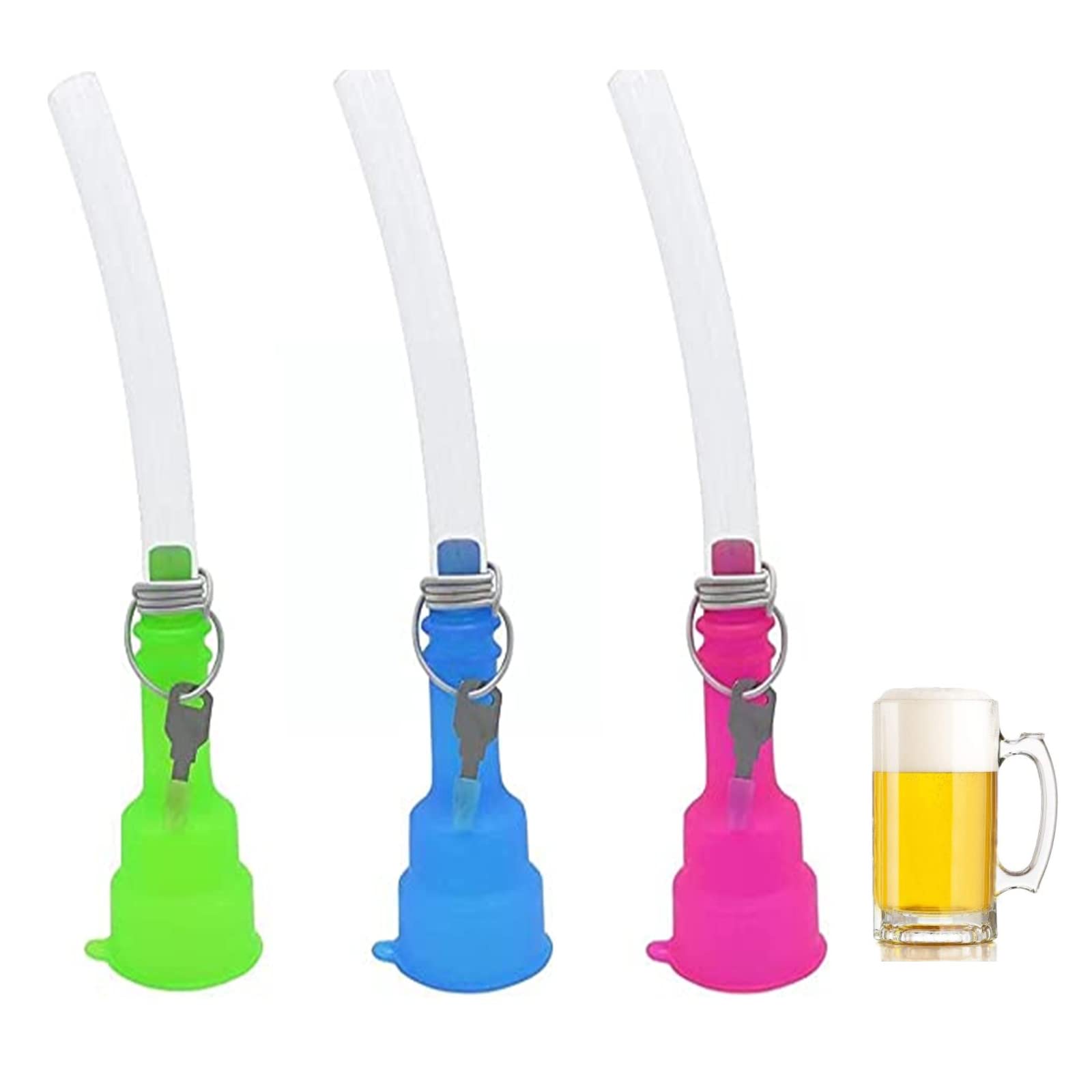 Beer Snorkel Funnel Drinking Straw,Beer Snorkel for Cans,Bar Drinking Tools,Disassembles to fit in Your Pocket,for Your Vacation, Music Festival, Camping, Bachelor Parties and More (Pink)