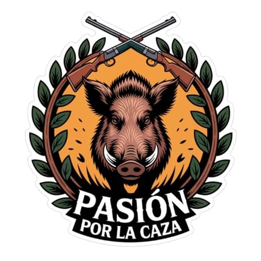 Pegatina de Caza de Jabalí Premium "Pasión por la Caza", Diseño Vibrante, 12.5x13 cm, Tintas Ecológicas y Duraderas, Resistente al Agua y UV, Ideal para Cazadores, Vehículos, Equipos