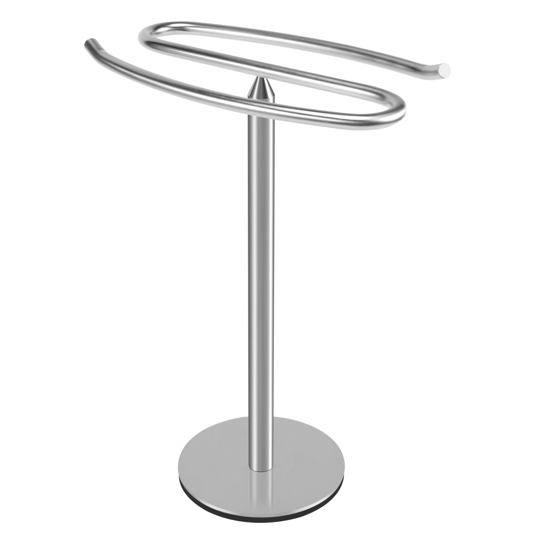 Haptufer Toallero de pie de acero inoxidable plateado, estante para lavabo de baño de acero inoxidable, gancho para toallas de cocina, barra de toalla de encimera para el hogar, tamaño: aprox. 330 x