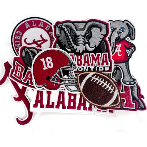 9PCS Alabama Iron on Patches, Football Patches for Jeans, T-Shirts,