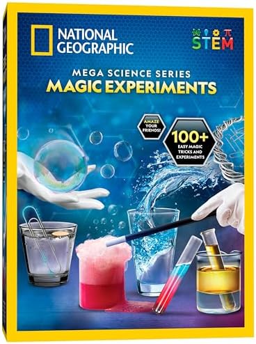 National Geographic Science Magic Kit – Science Kit for Kids with 100+ Unique Experiments and Magic Tricks, Chemistry Set and STEM Project, Kids Gifts