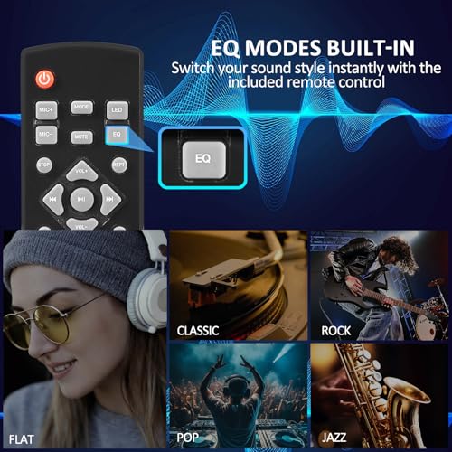 Image of Portable CD Player Boombox with FM Radio, Top Loading CD Stereo Boom Box for Home, Bluetooth, Remote Control, LED Light, Headphone /Mic Jack, Support CD-R /RW /MP3-CD, USB, LCD Display, Black
