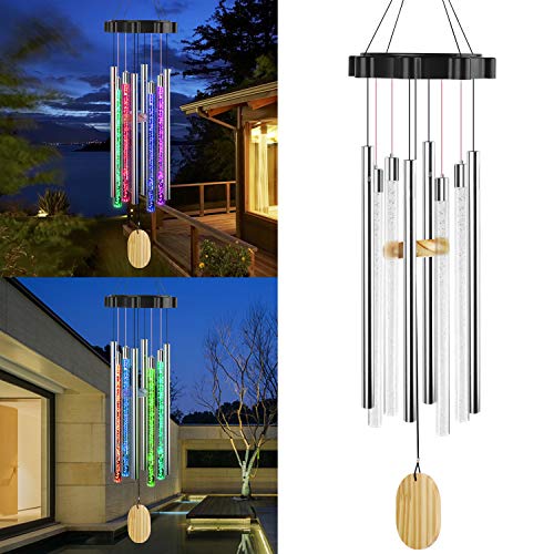 FLYNOVA Solar Wind Chimes Lights, Outdoor Changing Colors RGB LED Waterproof Hanging Memorial Wind Chimes Light, Birthday Gifts, Garden Yard Patio Porch Deck Decoration