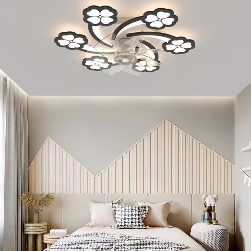 Low Profile Ceiling Fan with Light,110v Modern Dimmable Fancy Ceiling Fan with Remote Control/App Control,Timer 6 Speed Fan Ceiling Light (Shooting Star,65)