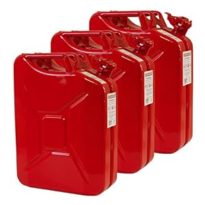 3x 20 Liter Benzinkanister Metall GGVS mit Sicherungsstift rot Blech 3er Set