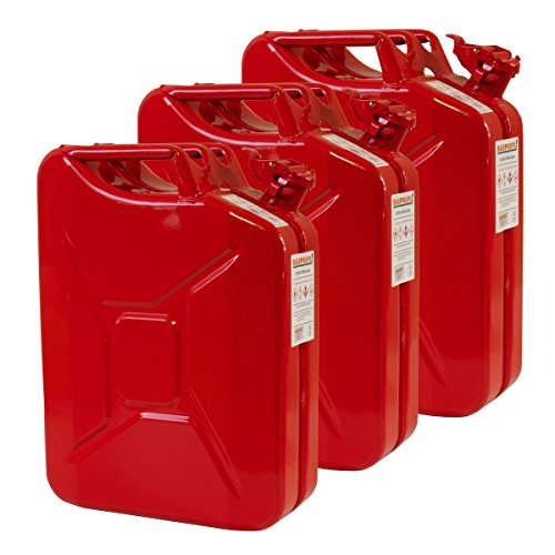 3x 20 Liter Benzinkanister Metall GGVS mit Sicherungsstift rot Blech 3er Set