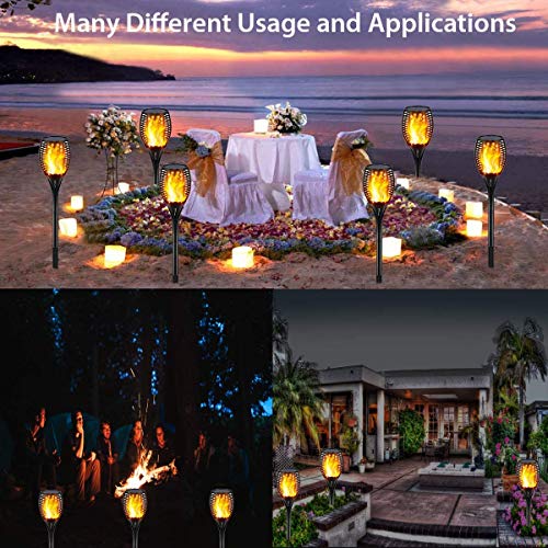 Gold Armour Solar Lights Outdoor - Flickering Flames Torch Lights Solar Light 42.9In Tall, Waterproof Dancing Flame Lighting 96 Led Dusk To Dawn Flickering Tiki Torches Outdoor Garden (4Pack) #TOP3