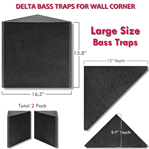 Image of Foroomaco Delta Bass Traps, 16.5 x 15.8 x 12 in, for Wall Corners, 2-Pack