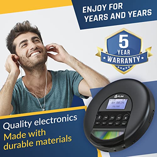 Klim KLND Nomad - New - Portable Cd Player Walkman With Long-Lasting Battery - With Headphones - Radio Fm - Compatible Mp3 Cd Player Portable - Tf Card Radio Fm Am Bluetooth thumb #4