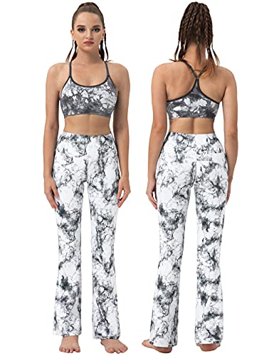 Image of BUBBLELIME 29 inch /31 inch /33 inch /35 inch /37 inch Women High Waist Bootlegs Yoga Pants Tummy Control Bootcut Workout Flared Out Pockets