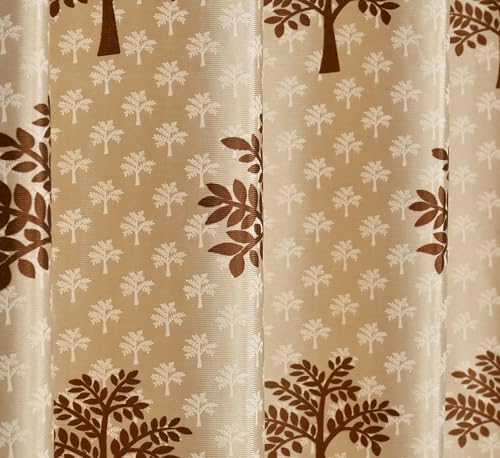 Image of Printed Tree 1 Piece Polyester Home & Living Room Eyelet Door Curtain - 8 Feet, Coffee Brown