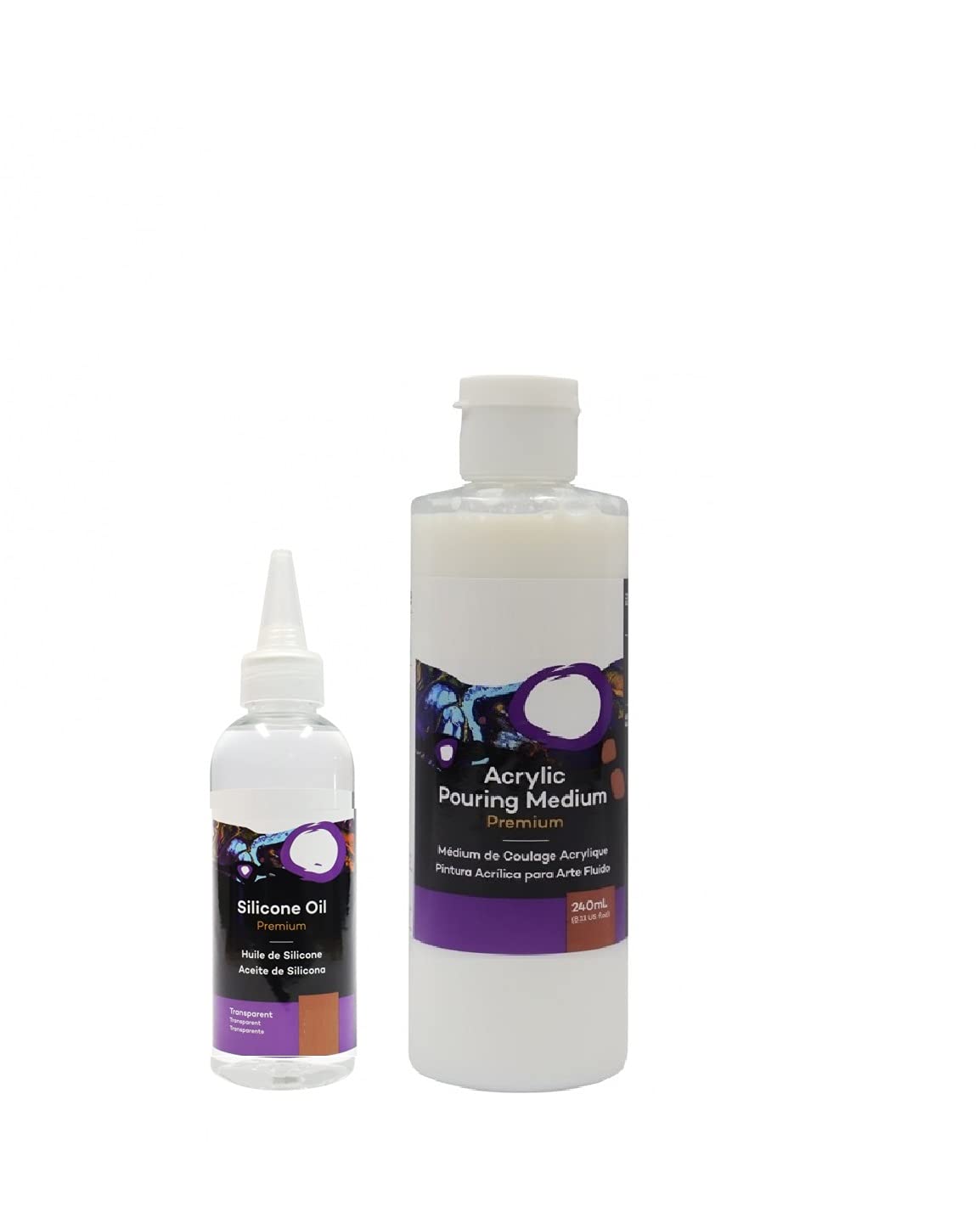 Definite Art Acrylic Paint Pouring Medium for Abstract Fluid Paint Art (Transparent Medium) 240 ML & 60ML Silicone Oil for Crystal Cells