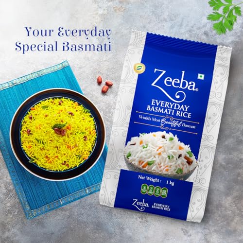 Image of Zeeba Everyday Basmati Rice 1 Kg, Perfect for Everyday Cooking (Cooked length upto 14mm*)
